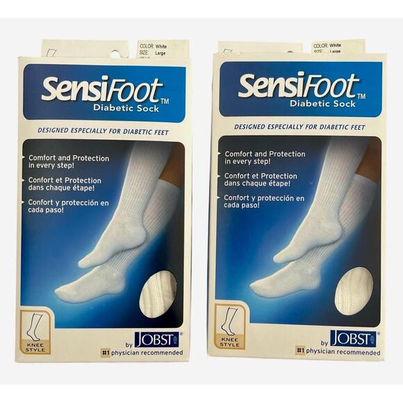 2 Pair NIB Jobst SensiFoot Diabetic Knee Socks Closed Toe 8-15mmHg Support Large - Picture 1 of 6